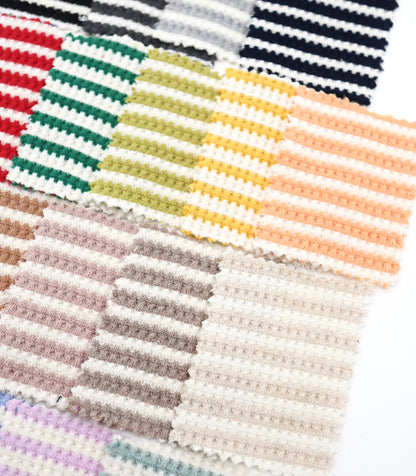 【25SS-362】先染めボーダーワッフルニット　/0.5ｙあたり = ～1025円
