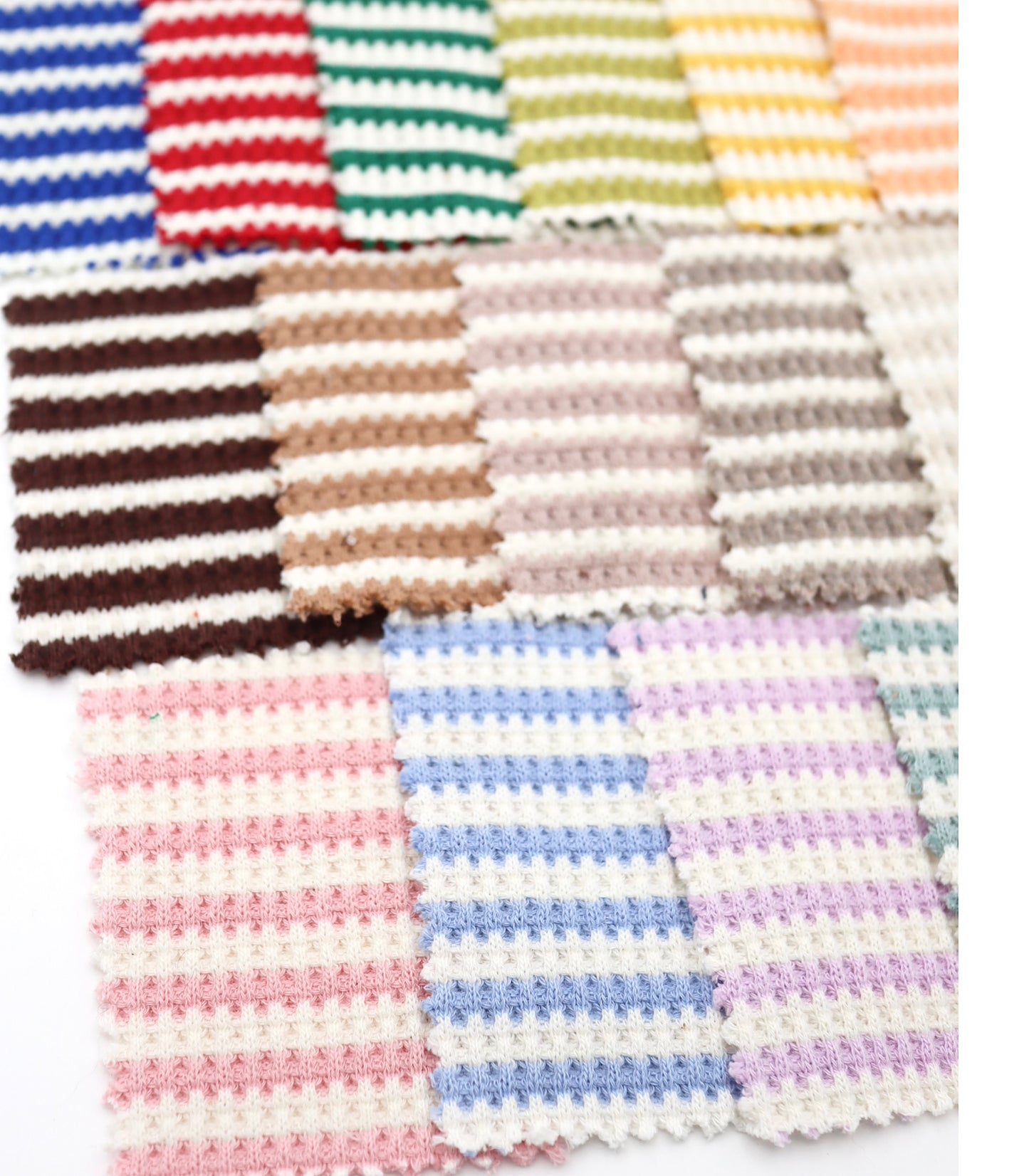 【25SS-362】先染めボーダーワッフルニット　/0.5ｙあたり = ～1025円