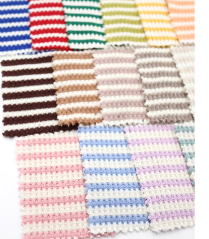 【25SS-362】先染めボーダーワッフルニット　/0.5ｙあたり = ～1025円