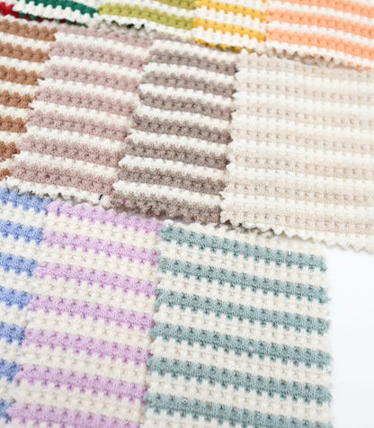 【25SS-362】先染めボーダーワッフルニット　/0.5ｙあたり = ～1025円