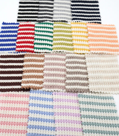 【25SS-362】先染めボーダーワッフルニット　/0.5ｙあたり = ～1025円