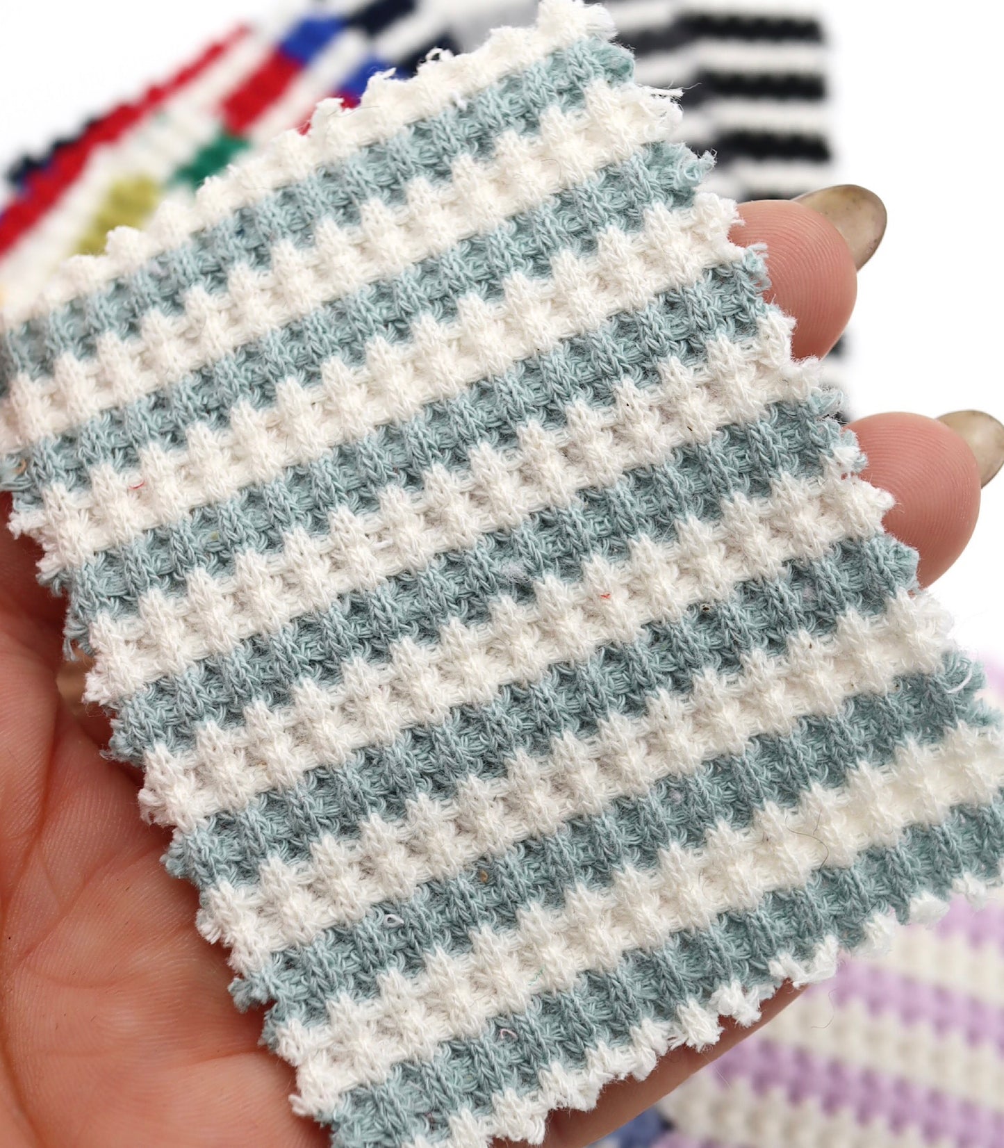 【25SS-362】先染めボーダーワッフルニット　/0.5ｙあたり = ～1025円