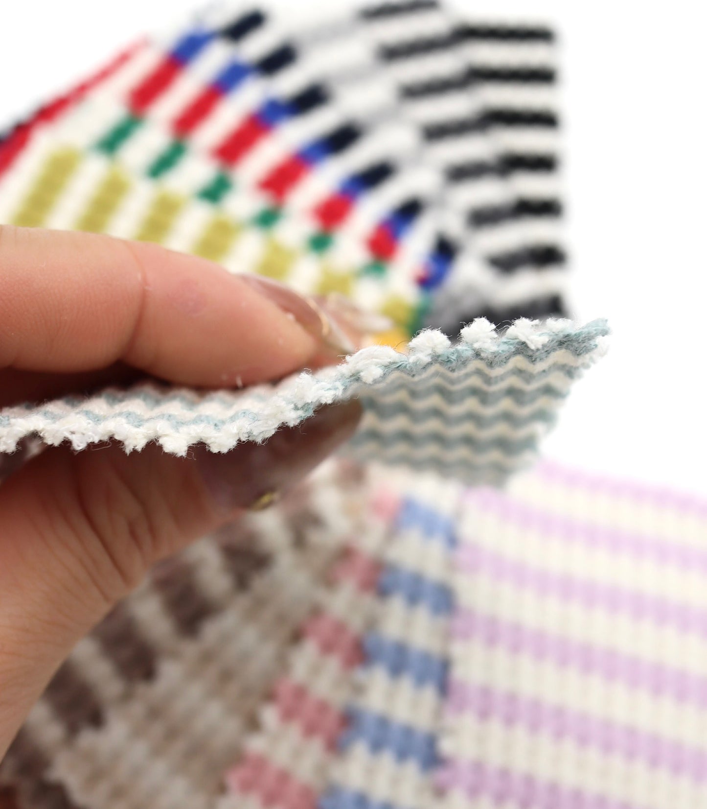 【25SS-362】先染めボーダーワッフルニット　/0.5ｙあたり = ～1025円