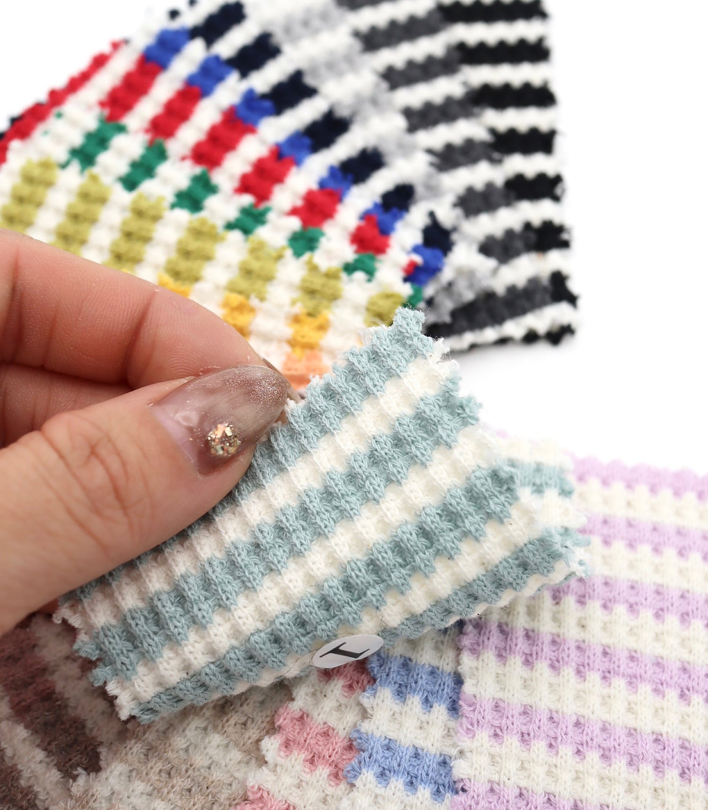 【25SS-362】先染めボーダーワッフルニット　/0.5ｙあたり = ～1025円