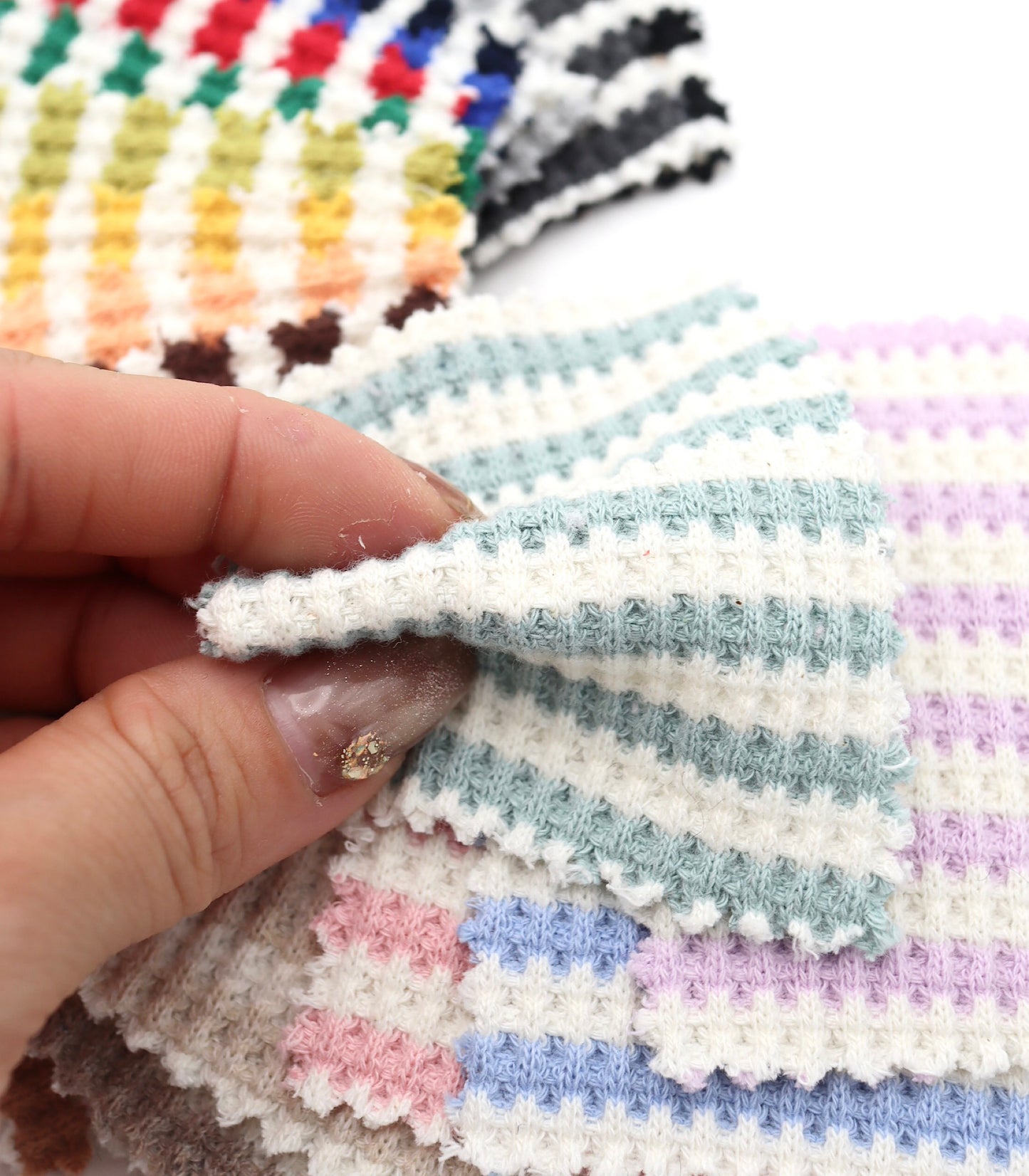 【25SS-362】先染めボーダーワッフルニット　/0.5ｙあたり = ～1025円