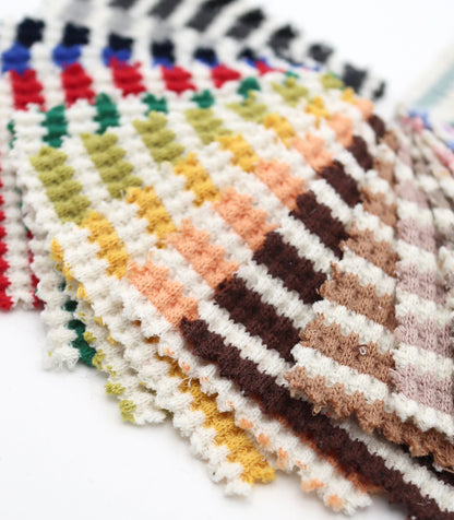 【25SS-362】先染めボーダーワッフルニット　/0.5ｙあたり = ～1025円