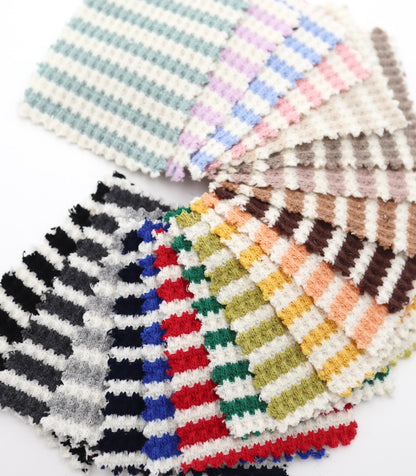 【25SS-362】先染めボーダーワッフルニット　/0.5ｙあたり = ～1025円