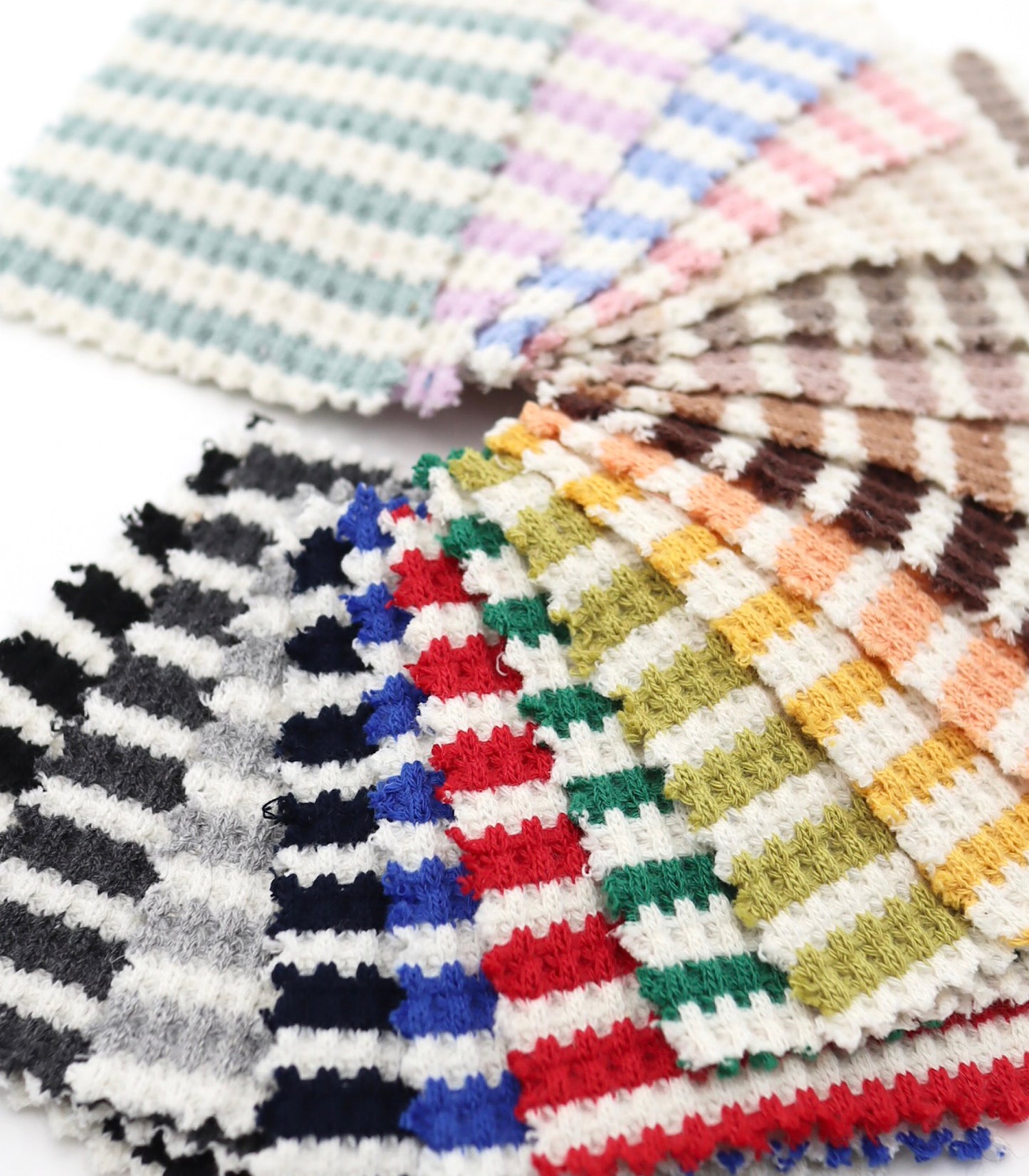 【25SS-362】先染めボーダーワッフルニット　/0.5ｙあたり = ～1025円