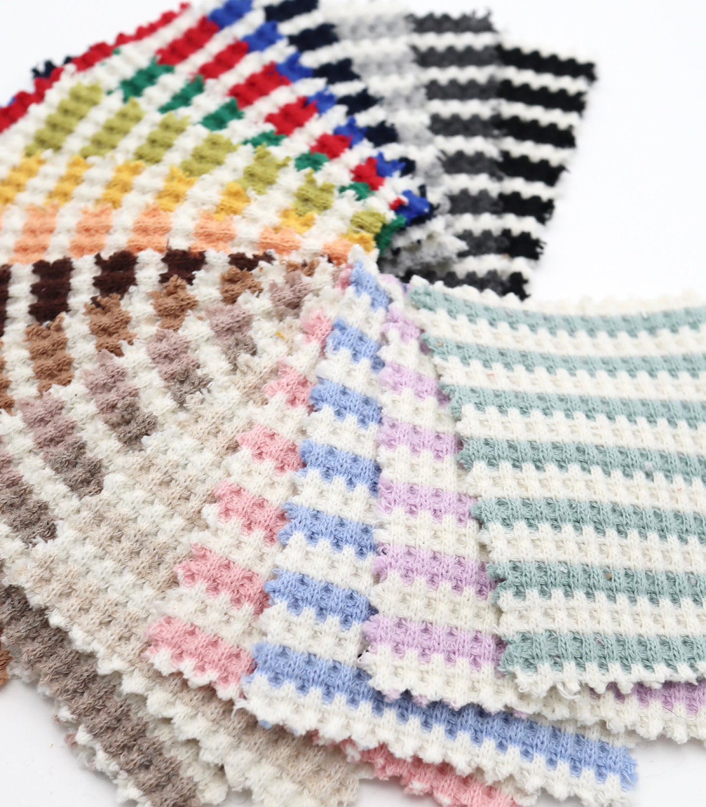 【25SS-362】先染めボーダーワッフルニット　/0.5ｙあたり = ～1025円