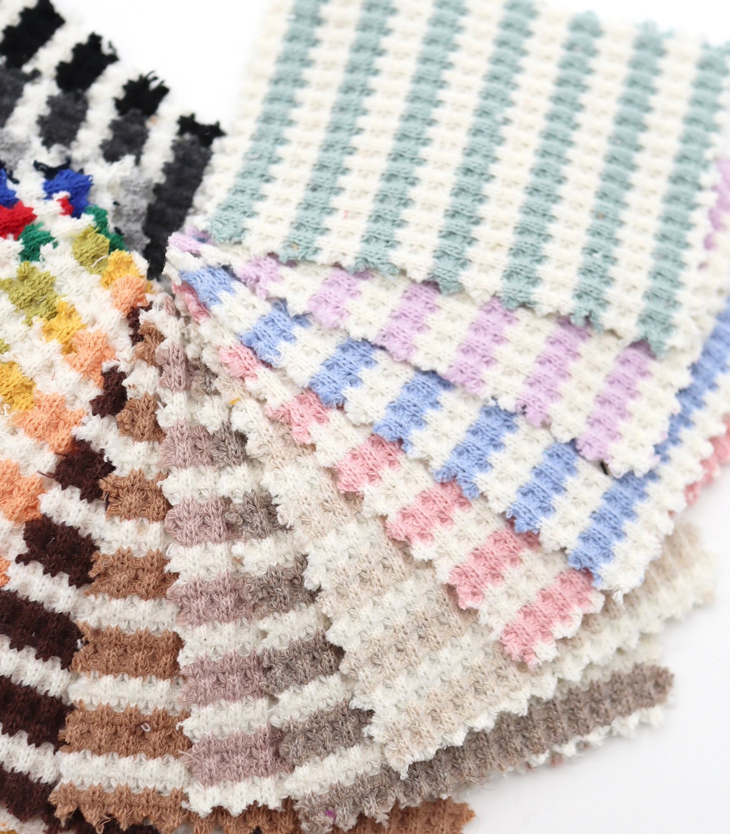 【25SS-362】先染めボーダーワッフルニット　/0.5ｙあたり = ～1025円