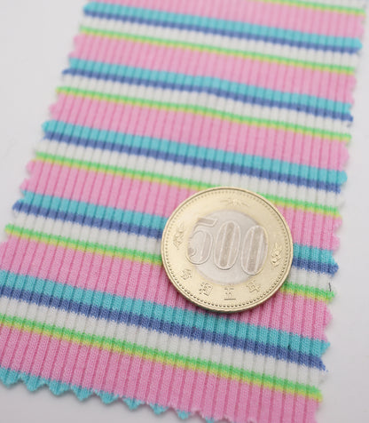 【25SS-366】先染めマルチボーダーテレコニット　/0.5ｙあたり = ～900円