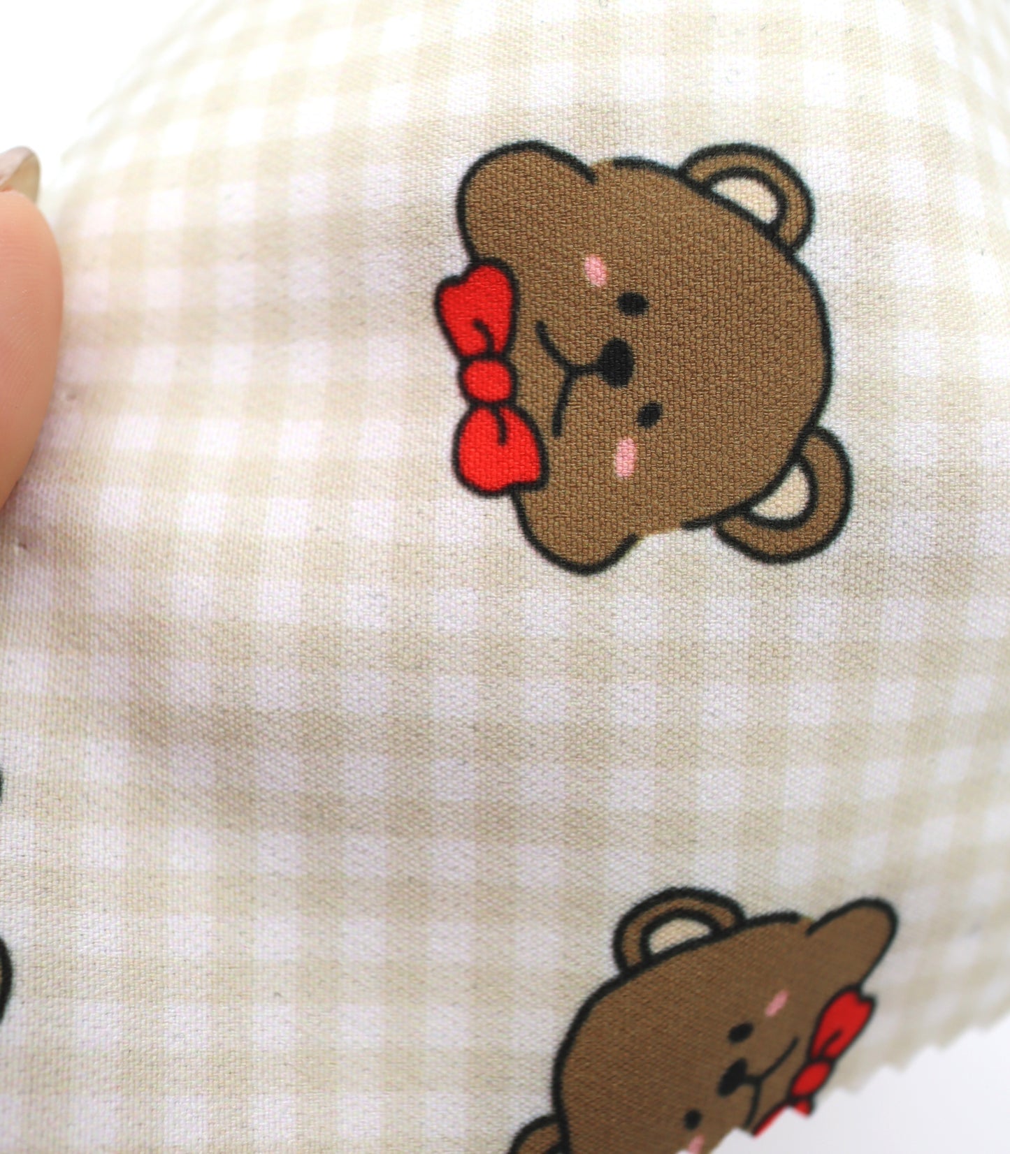 【25SS-244】くまちゃん×ギンガムチェックプリントダブルクロス　/0.5ｙあたり = ～925円