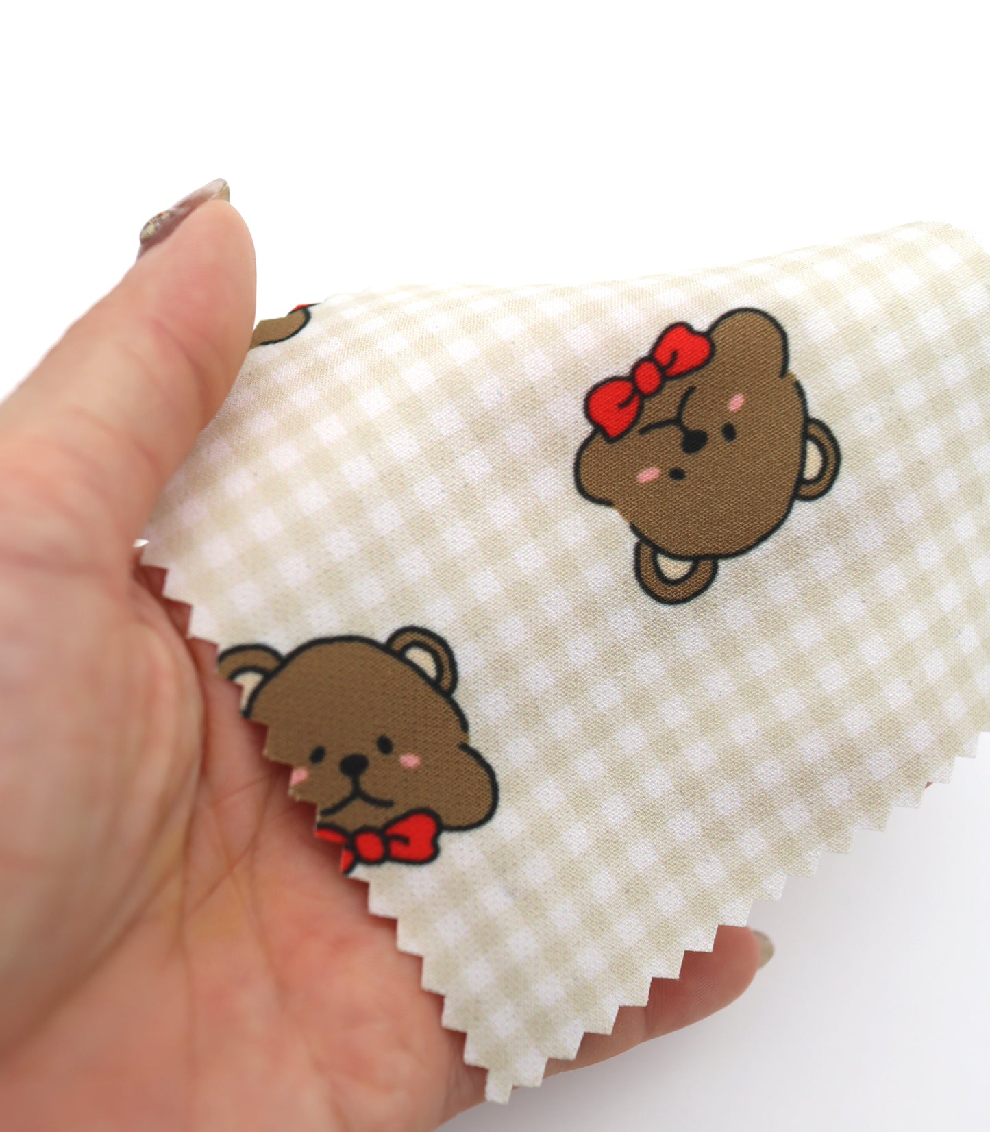 【25SS-244】くまちゃん×ギンガムチェックプリントダブルクロス　/0.5ｙあたり = ～925円