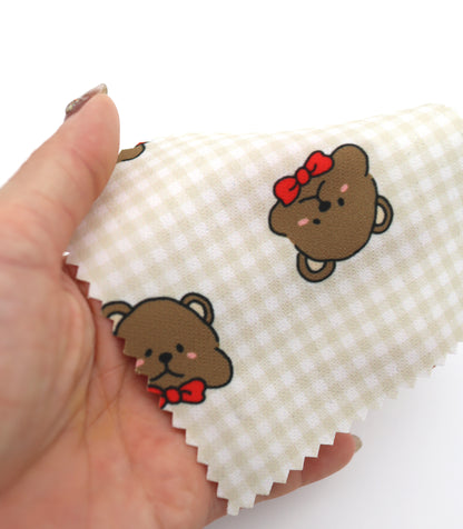 【25SS-244】くまちゃん×ギンガムチェックプリントダブルクロス　/0.5ｙあたり = ～925円