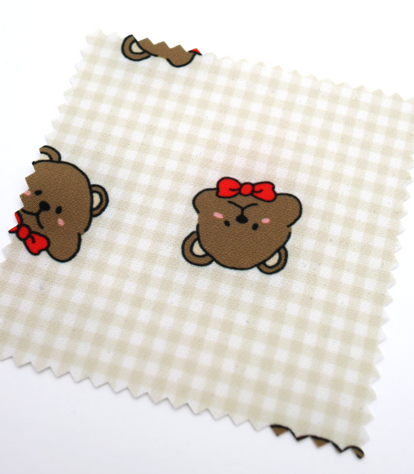 【25SS-244】くまちゃん×ギンガムチェックプリントダブルクロス　/0.5ｙあたり = ～925円