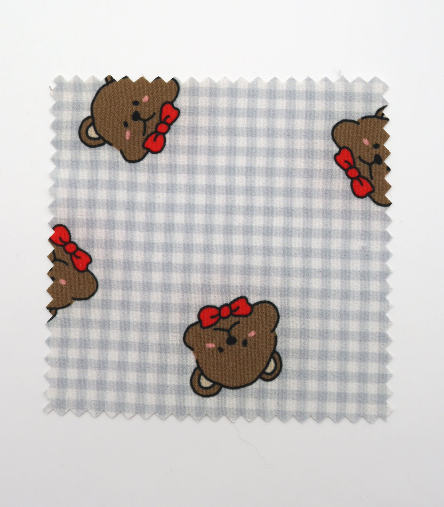 【25SS-244】くまちゃん×ギンガムチェックプリントダブルクロス　/0.5ｙあたり = ～925円