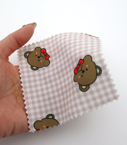 【25SS-244】くまちゃん×ギンガムチェックプリントダブルクロス　/0.5ｙあたり = ～925円