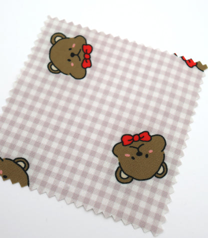 【25SS-244】くまちゃん×ギンガムチェックプリントダブルクロス　/0.5ｙあたり = ～925円