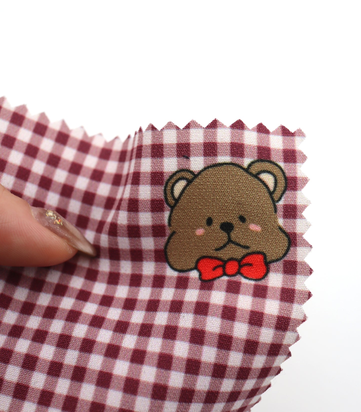 【25SS-244】くまちゃん×ギンガムチェックプリントダブルクロス　/0.5ｙあたり = ～925円