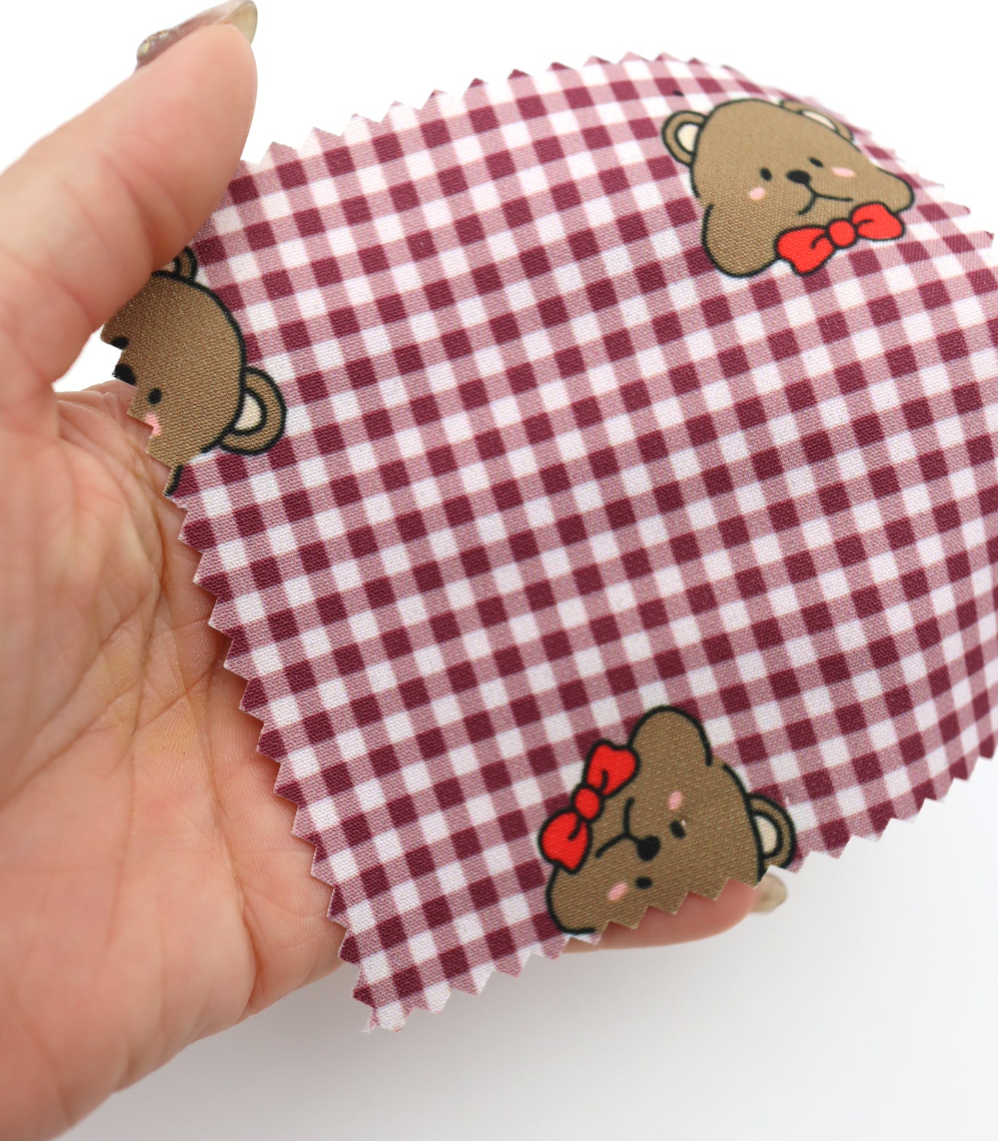 【25SS-244】くまちゃん×ギンガムチェックプリントダブルクロス　/0.5ｙあたり = ～925円