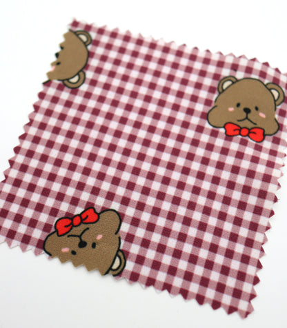 【25SS-244】くまちゃん×ギンガムチェックプリントダブルクロス　/0.5ｙあたり = ～925円
