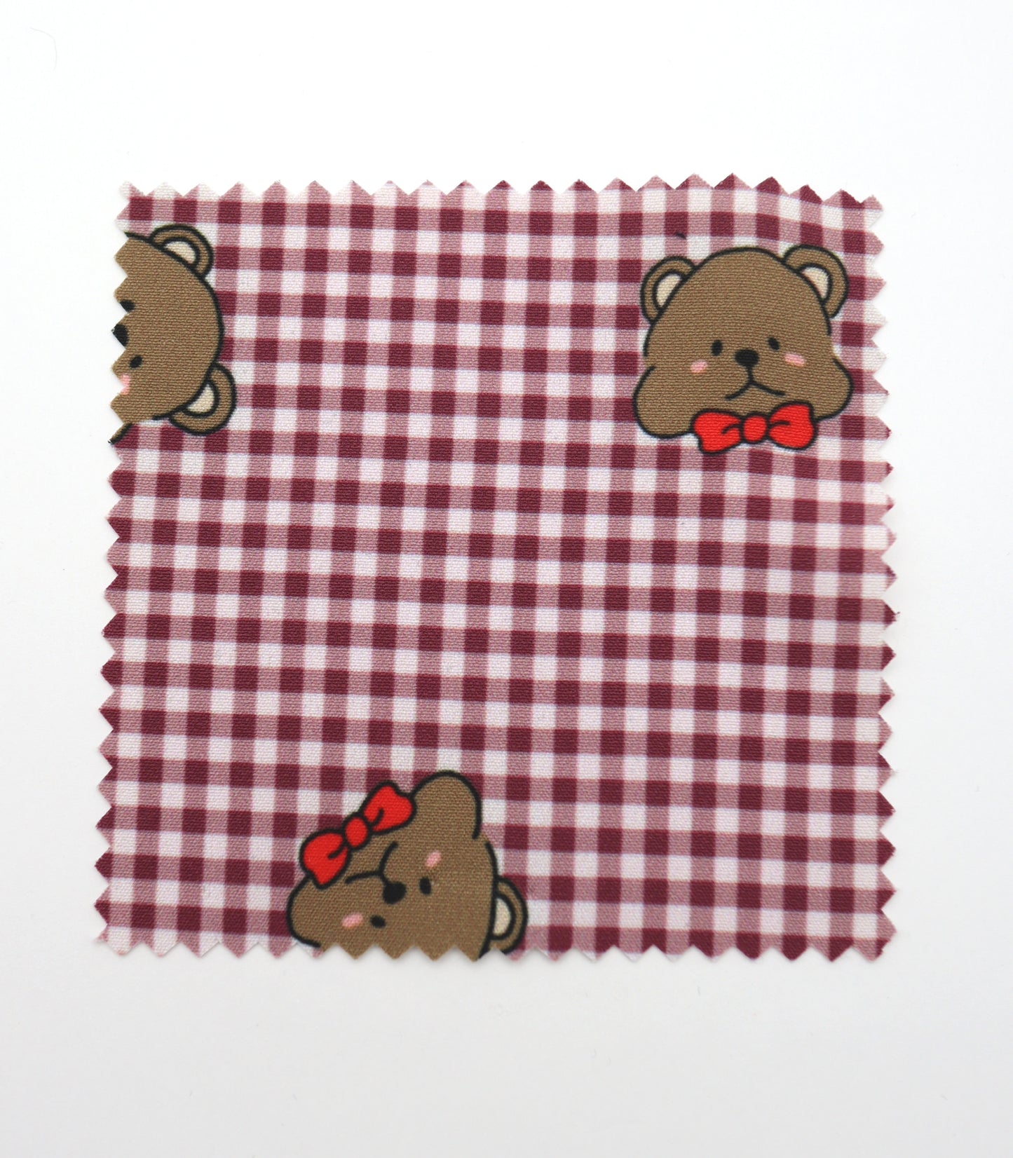 【25SS-244】くまちゃん×ギンガムチェックプリントダブルクロス　/0.5ｙあたり = ～925円