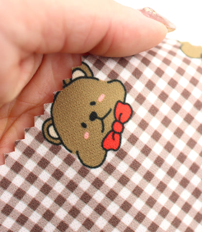 【25SS-244】くまちゃん×ギンガムチェックプリントダブルクロス　/0.5ｙあたり = ～925円