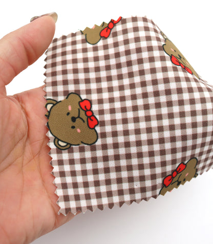 【25SS-244】くまちゃん×ギンガムチェックプリントダブルクロス　/0.5ｙあたり = ～925円