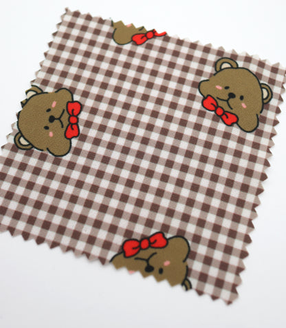 【25SS-244】くまちゃん×ギンガムチェックプリントダブルクロス　/0.5ｙあたり = ～925円