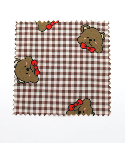 【25SS-244】くまちゃん×ギンガムチェックプリントダブルクロス　/0.5ｙあたり = ～925円