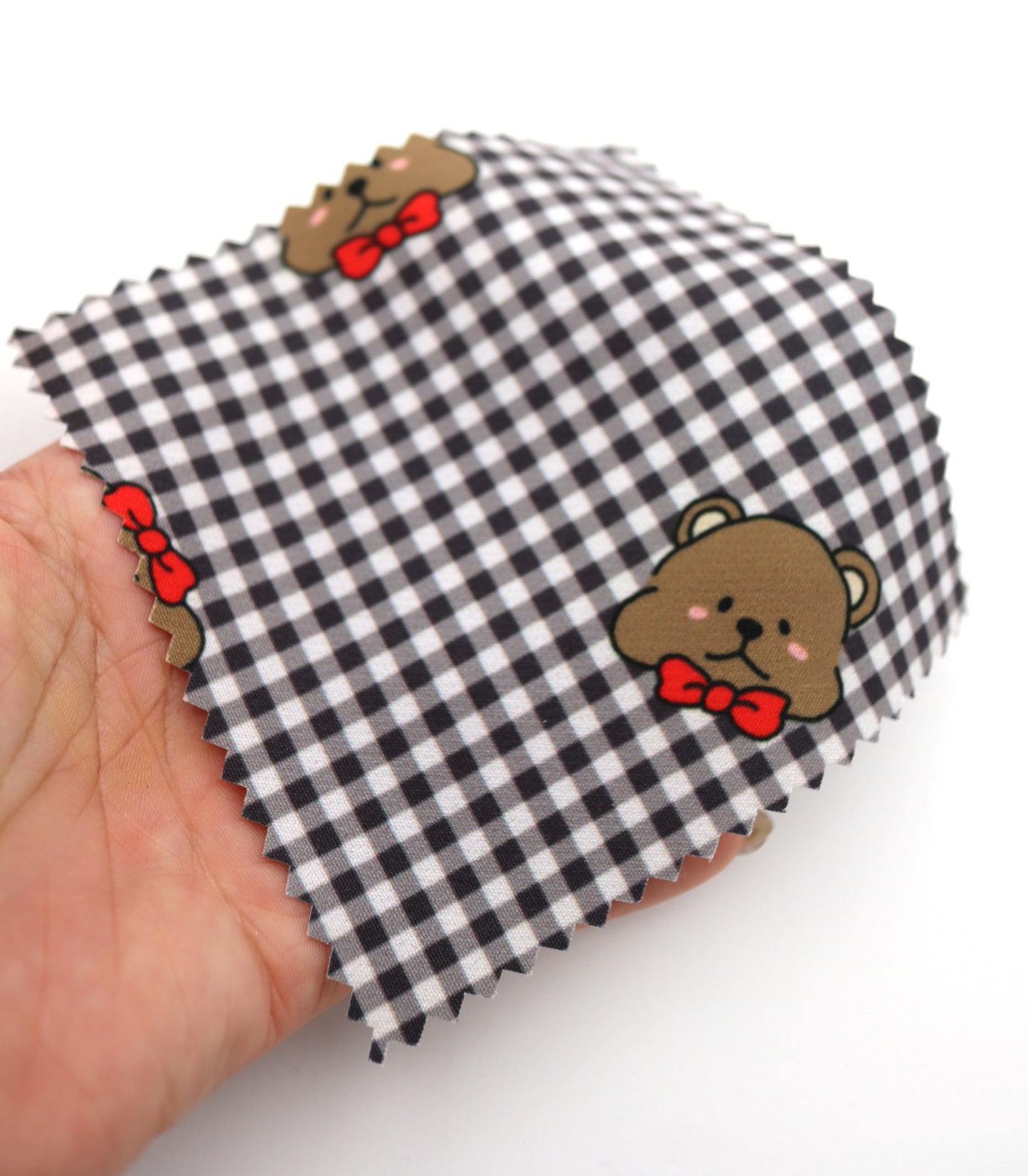 【25SS-244】くまちゃん×ギンガムチェックプリントダブルクロス　/0.5ｙあたり = ～925円