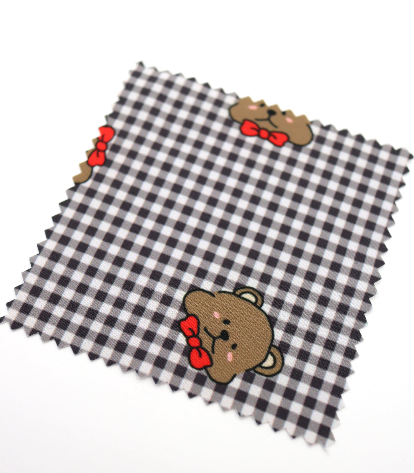 【25SS-244】くまちゃん×ギンガムチェックプリントダブルクロス　/0.5ｙあたり = ～925円