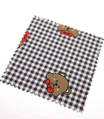【25SS-244】くまちゃん×ギンガムチェックプリントダブルクロス　/0.5ｙあたり = ～925円