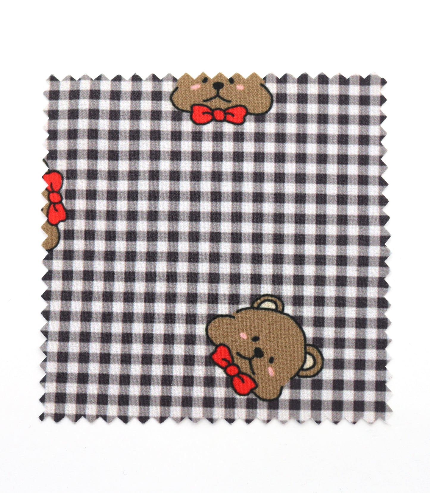 【25SS-244】くまちゃん×ギンガムチェックプリントダブルクロス　/0.5ｙあたり = ～925円