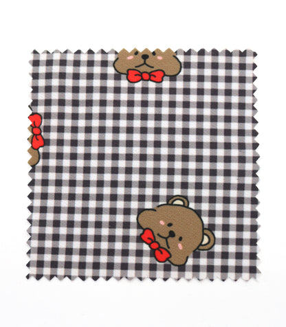 【25SS-244】くまちゃん×ギンガムチェックプリントダブルクロス　/0.5ｙあたり = ～925円