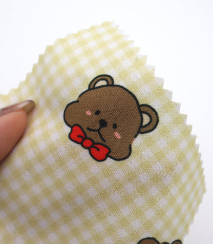 【25SS-244】くまちゃん×ギンガムチェックプリントダブルクロス　/0.5ｙあたり = ～925円