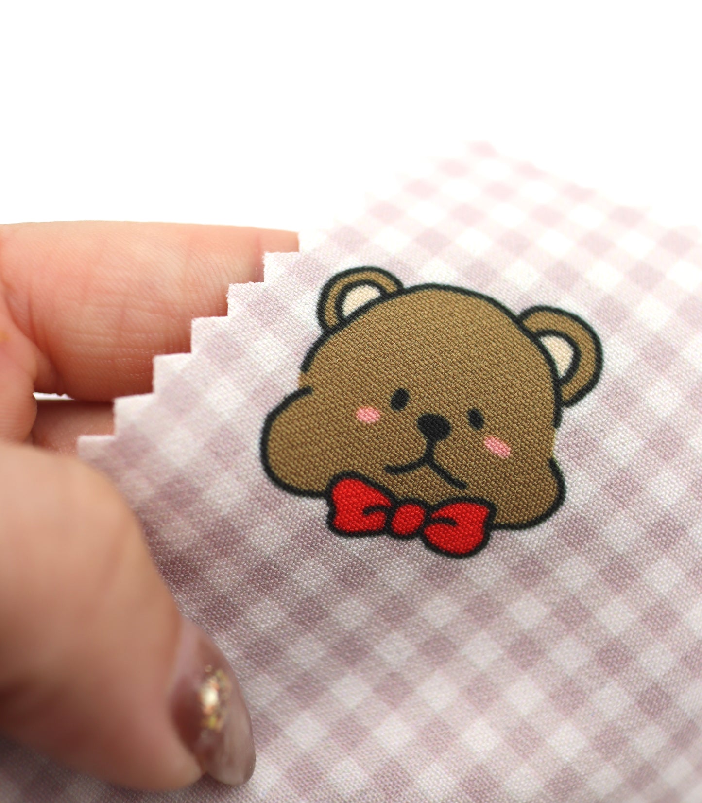 【25SS-244】くまちゃん×ギンガムチェックプリントダブルクロス　/0.5ｙあたり = ～925円