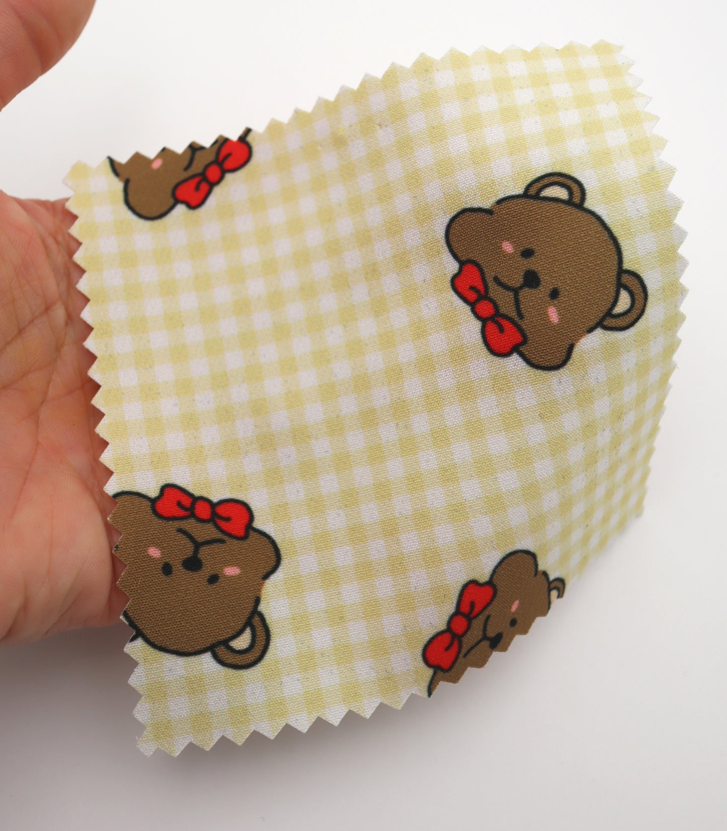 【25SS-244】くまちゃん×ギンガムチェックプリントダブルクロス　/0.5ｙあたり = ～925円