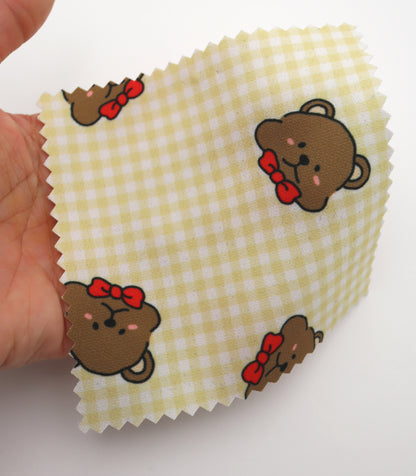 【25SS-244】くまちゃん×ギンガムチェックプリントダブルクロス　/0.5ｙあたり = ～925円