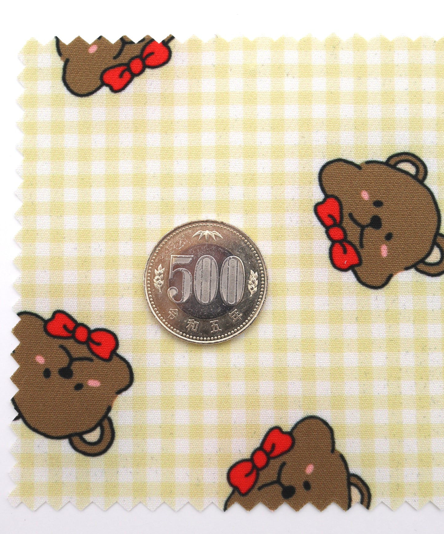 【25SS-244】くまちゃん×ギンガムチェックプリントダブルクロス　/0.5ｙあたり = ～925円