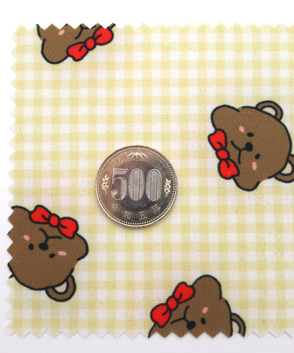 【25SS-244】くまちゃん×ギンガムチェックプリントダブルクロス　/0.5ｙあたり = ～925円