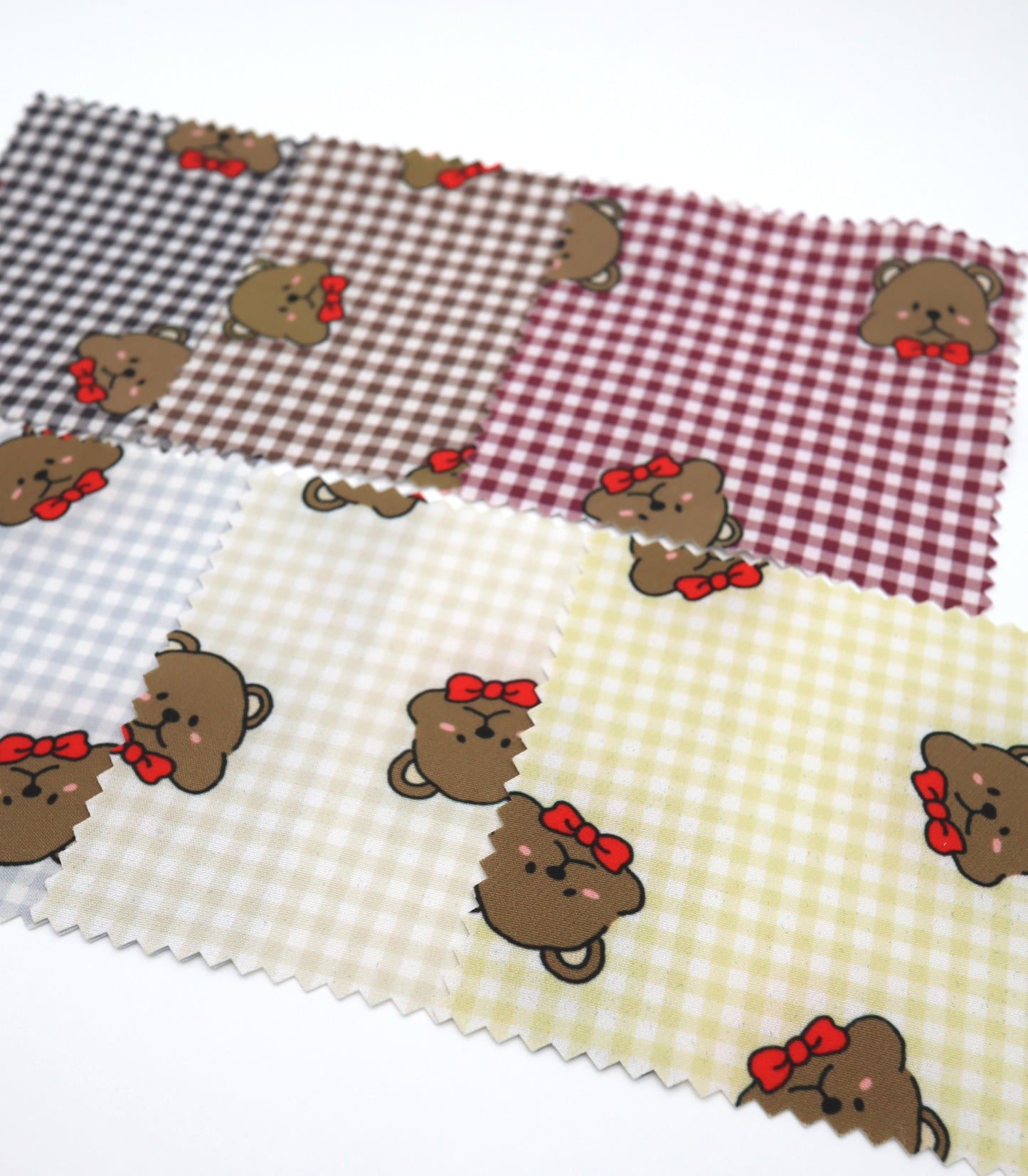【25SS-244】くまちゃん×ギンガムチェックプリントダブルクロス　/0.5ｙあたり = ～925円