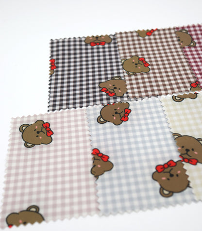 【25SS-244】くまちゃん×ギンガムチェックプリントダブルクロス　/0.5ｙあたり = ～925円