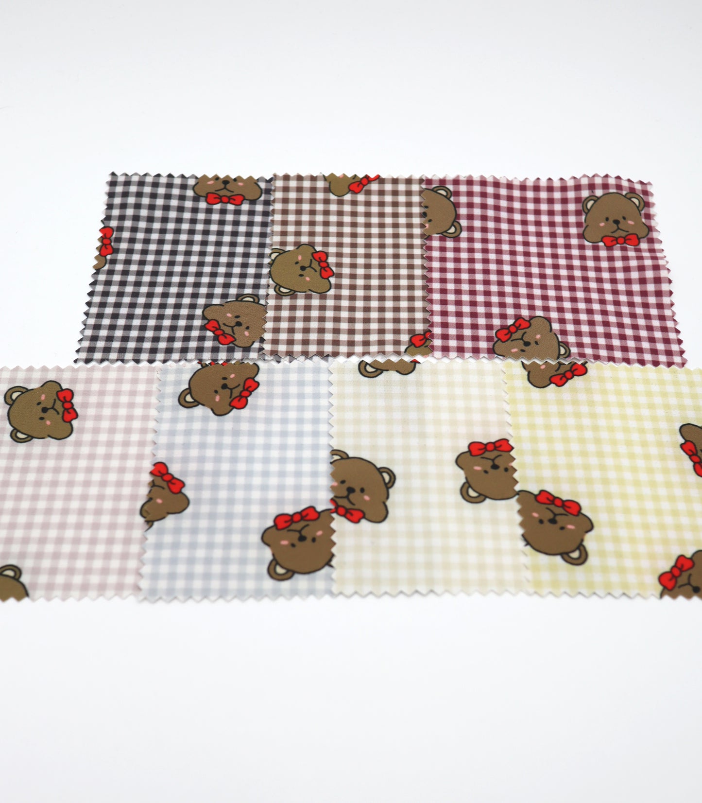 【25SS-244】くまちゃん×ギンガムチェックプリントダブルクロス　/0.5ｙあたり = ～925円