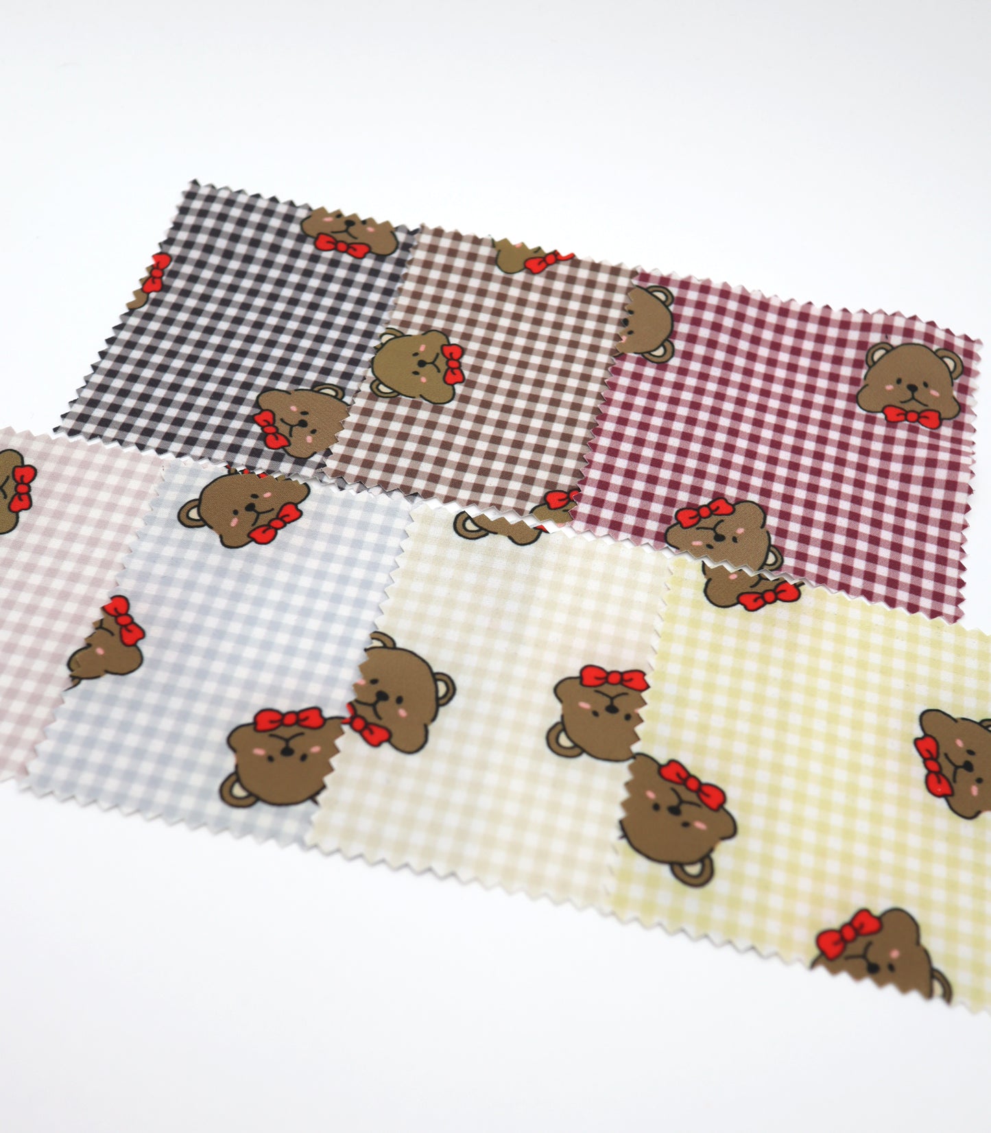 【25SS-244】くまちゃん×ギンガムチェックプリントダブルクロス　/0.5ｙあたり = ～925円