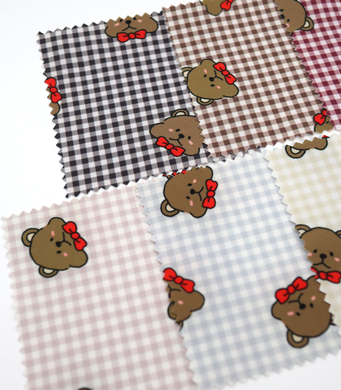 【25SS-244】くまちゃん×ギンガムチェックプリントダブルクロス　/0.5ｙあたり = ～925円