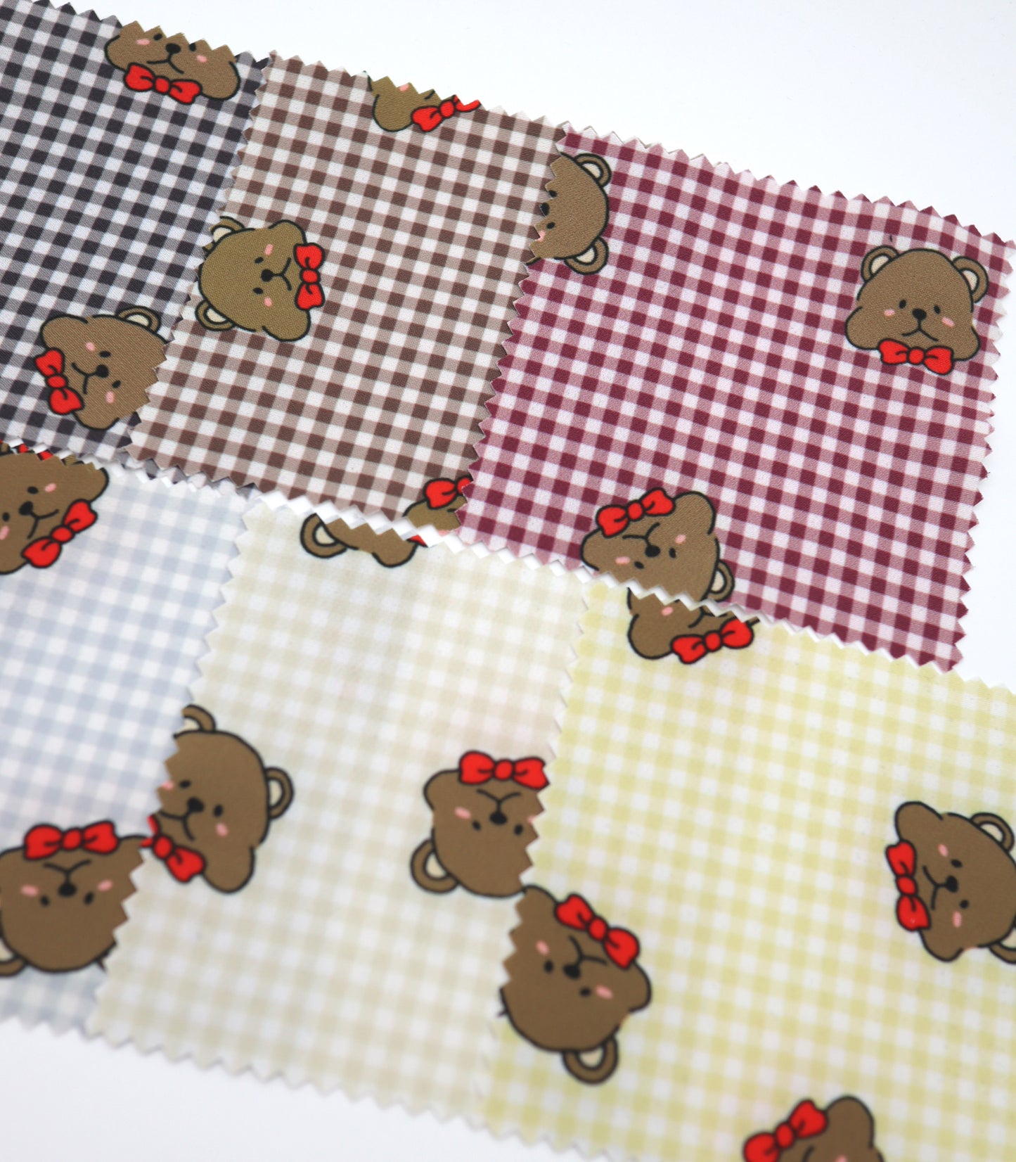 【25SS-244】くまちゃん×ギンガムチェックプリントダブルクロス　/0.5ｙあたり = ～925円