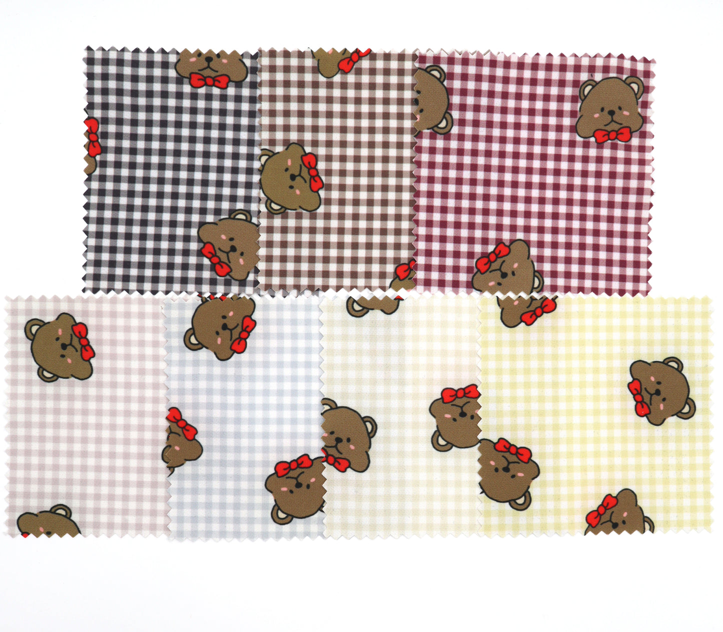 【25SS-244】くまちゃん×ギンガムチェックプリントダブルクロス　/0.5ｙあたり = ～925円