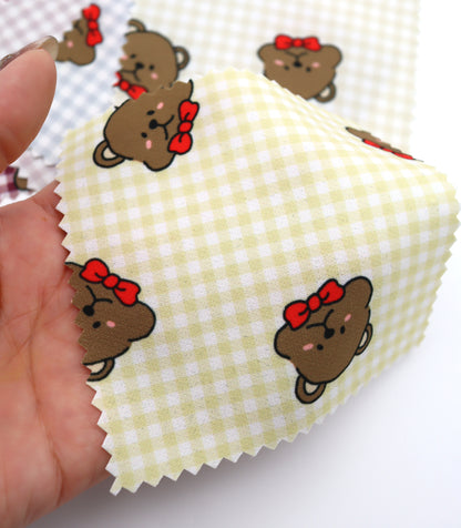 【25SS-244】くまちゃん×ギンガムチェックプリントダブルクロス　/0.5ｙあたり = ～925円