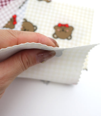 【25SS-244】くまちゃん×ギンガムチェックプリントダブルクロス　/0.5ｙあたり = ～925円